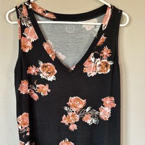Plus Size 24/7 Black Floral V Neck Tank Top
